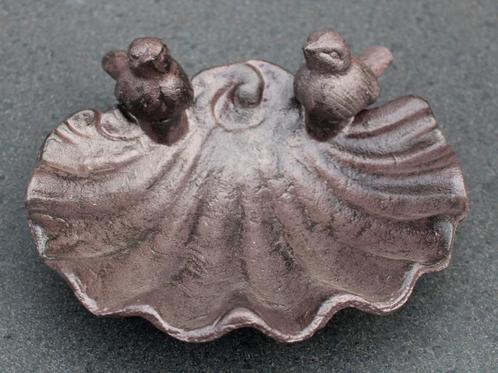 gietijzeren tafel vogelschaaltje schelp donkerbruin VB178, Tuin en Terras, Vogelhuisjes en Vogelbaden, Nieuw, Ophalen of Verzenden