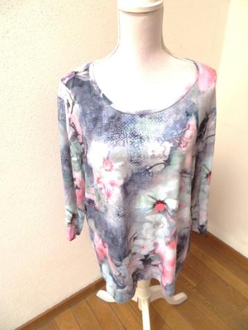 K42 FRANK WALDER shirt driekwart mouw blauw roze wit 46	 beschikbaar voor biedingen