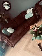 Rofra Chesterfield Bankstel - Geschrobd Leer - Donkerbruin, Ophalen, Gebruikt, 100 tot 125 cm, Leer