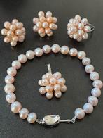 zilverkleurige Sieraden set met echte parels, Ophalen of Verzenden, Zo goed als nieuw, Zilver