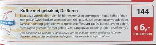 Koffie met gebak bij De Beren kortingsbon, Tickets en Kaartjes, Kortingen en Cadeaubonnen, Drie personen of meer, Overige typen