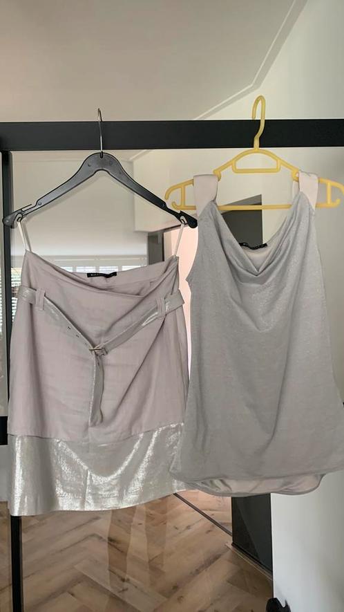 Nieuwe rok linnen silver grijs XS en top van expresso, Kleding | Dames, Rokken, Nieuw, Maat 34 (XS) of kleiner, Grijs, Onder de knie