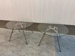 Glazen Bijzettafels - Set van 2 - Modern Design, Tuin en Terras, Gebruikt, Rond, ?, Metaal