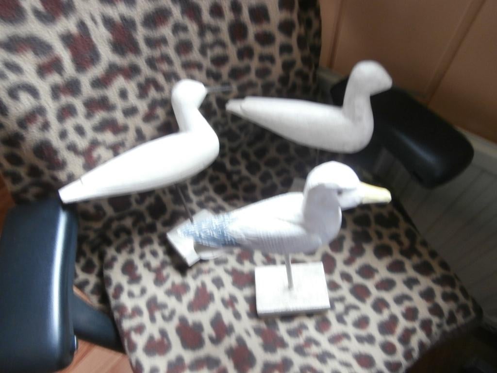 Meeuw wit witte meeuwen hout houten vogel op stok decoratie, Ophalen of Verzenden, Gebruikt