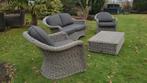 Landelijke loungeset wicker met kussens, Ophalen, 4 zitplaatsen, Loungeset, Wicker