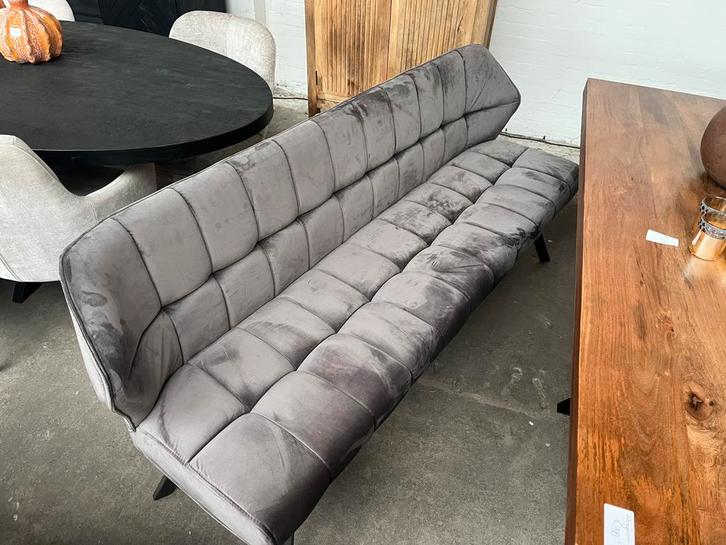 Magazijn leegverkoop eetbank velvetstof antraciet metaal zw, Huis en Inrichting, Woonaccessoires | Overige, Nieuw, Ophalen of Verzenden