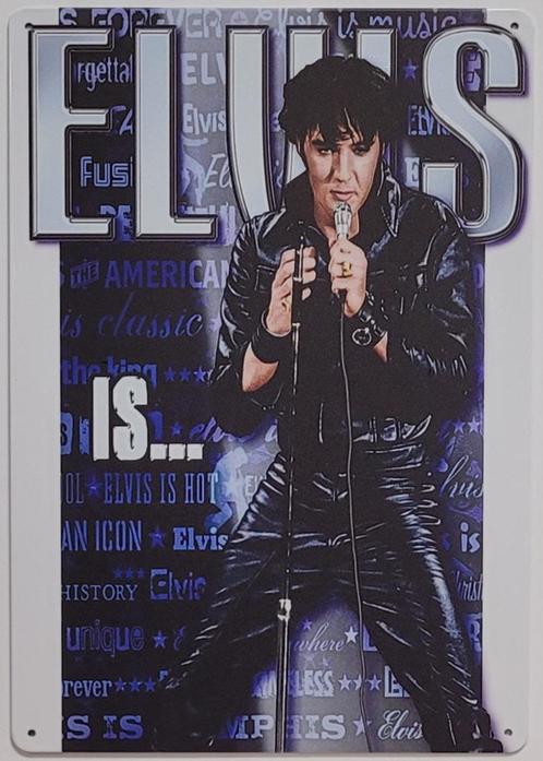 Elvis Presley blauw foto reclamebord van metaal wandbord, Verzamelen, Muziek, Artiesten en Beroemdheden, Nieuw, Foto of Kaart