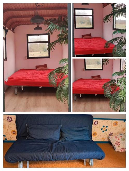 Ruilen: ikea slaapbank bedbank logeerbed caravan bed wielen, Huis en Inrichting, Slaapkamer | Slaapbanken, Zo goed als nieuw, 140 cm