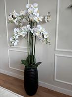 Kunst orchidee + hoge smalle zwarte bloempot, Huis en Inrichting, Ophalen, Zo goed als nieuw, Binnen