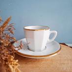 Apilco France, espresso kop en schotel, wit met goud, Ophalen of Verzenden