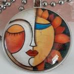 Abstracte Zon/Maan hanger met 60cm ketting., Ophalen, Nieuw, Zilver, Overige materialen
