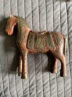Indiaas handgemaakte houten paard met koperbeslag, Ophalen of Verzenden, Zo goed als nieuw, Dier