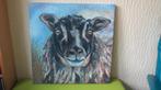 schilderij bruin schaap, acrylverf op doek, laag geprijsd, Antiek en Kunst, Kunst | Schilderijen | Modern, Verzenden