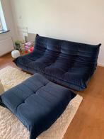 Ligne Roset Togo 3 zits + ottoman Volterra 22 (blauw), Ophalen, Vintage design, 150 tot 200 cm, Driepersoons