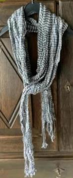 Sjaal, shawl, das zwart - grijzig - blauwe ruitjes / strepen, Ophalen of Verzenden, Gedragen, Maat 38/40 (M), Sjaal