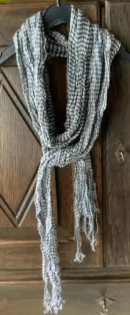 Sjaal, shawl, das zwart - grijzig - blauwe ruitjes / strepen, Kleding | Dames, Mutsen, Sjaals en Handschoenen, Gedragen, Sjaal