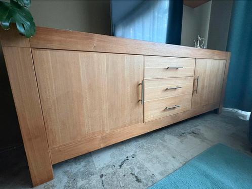 Massief eiken dressoir / tv-meubel – 220 cm breed, Huis en Inrichting, Kasten | Dressoirs, Gebruikt, 200 cm of meer, 50 tot 75 cm