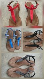 4 PAAR LAZAMANI SANDALEN ROOD/GRIJS/ZWART/BLAUW €17,50 P.P., Overige kleuren, Lazamani, Zo goed als nieuw, Sandalen of Muiltjes