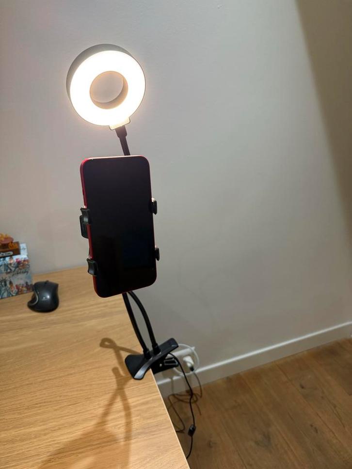 Ringlamp met Telefoonhouder voor Bureau, Telecommunicatie, Mobiele telefoons | Toebehoren en Onderdelen, Zo goed als nieuw, Overige merken