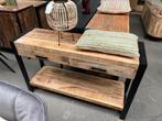 Magazijn leegverkoop sidetable Britt industrieel mangohout, Huis en Inrichting, Tafels | Sidetables, 100 tot 150 cm, Nieuw, Ophalen of Verzenden