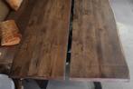 Grote eettafel vergadertafel metaal eikenhout 300x100 cm., Ophalen, 200 cm of meer, 50 tot 100 cm, Zo goed als nieuw