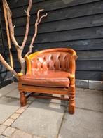 🇬🇧 Chesterfield jaren 70 club zetel,retro eyecatcher, Huis en Inrichting, Fauteuils, Ophalen, Gebruikt, Hout, 75 tot 100 cm