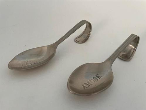 2 mooie amuselepel amuselepels met inscriptie ‘Amuse’, Huis en Inrichting, Keuken | Bestek, Gebruikt, Los bestek, Ophalen of Verzenden
