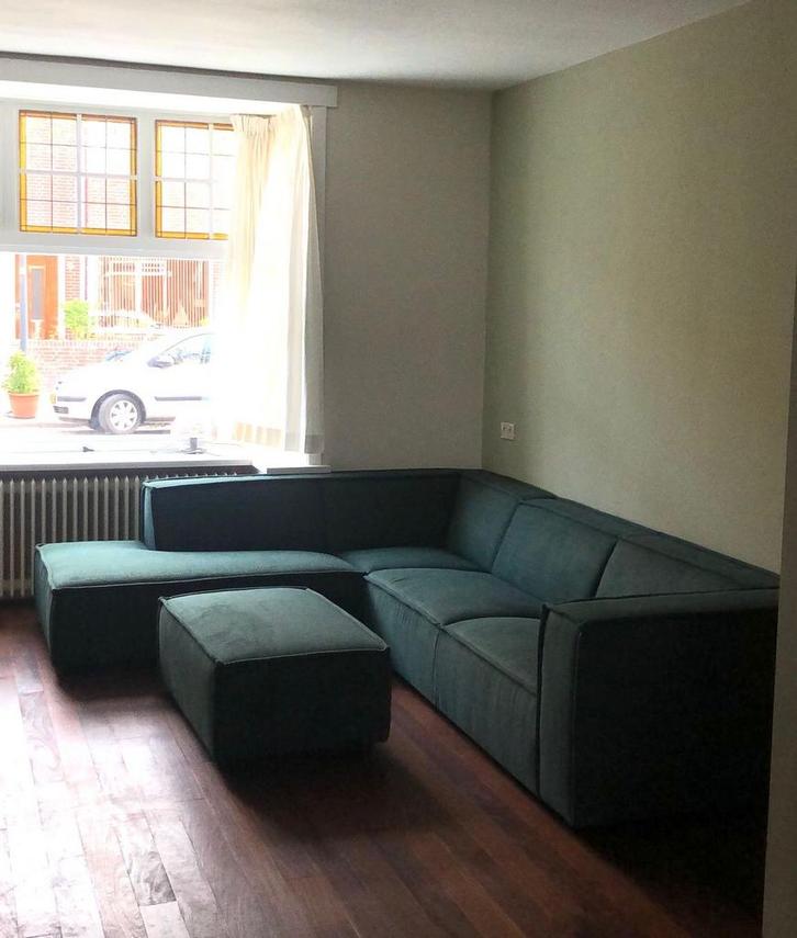 By SIDDE Sommer Hoekbank + Hocker - Unieke Kleur!, Huis en Inrichting, Banken | Bankstellen, Gebruikt, Hoekbank, Vierpersoons of meer