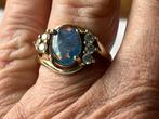 Gouden ring Opaal en Saffier, Sieraden, Tassen en Uiterlijk, Ringen, Verzenden, Zo goed als nieuw, 17 tot 18, Met edelsteen