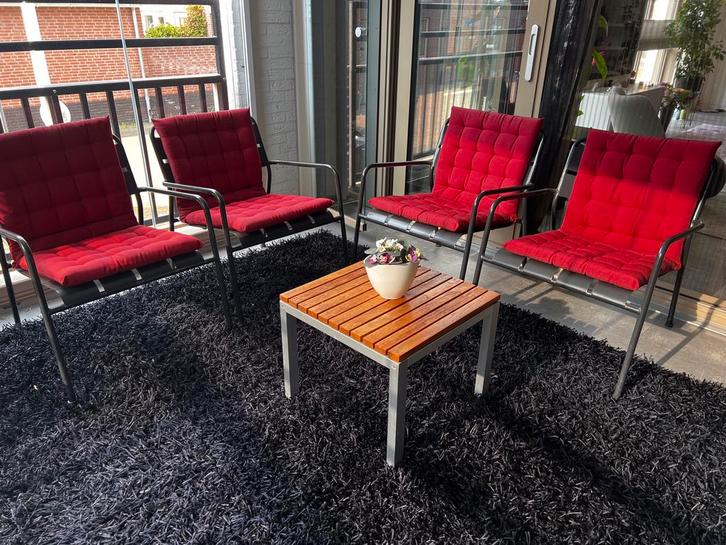Loungeset, Tuin en Terras, Tuinsets en Loungesets, Gebruikt, Loungeset, Overige materialen, 4 zitplaatsen, Bijzettafel, Stoel