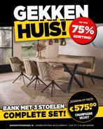 Complete eetkamerset met bank en 3 stoelen, Huis en Inrichting, Ophalen, Nieuw, Modern