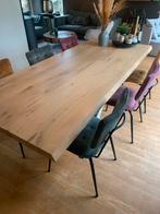 Eettafel massief eikenhout met 10 stoelen, 200 cm of meer, 100 tot 150 cm, Rechthoekig, Ophalen of Verzenden