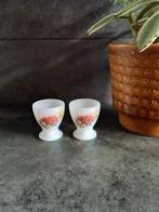 2 Vintage ARCOPAL eierdopjes eierdop 2x veldbloemen, Overige typen, Nieuw, Ophalen of Verzenden, Glas