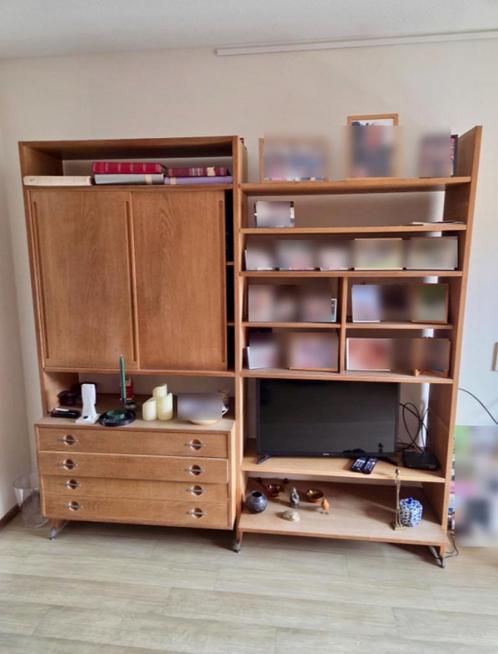 Deens vintage design wandmeubel, Huis en Inrichting, Kasten | Wandmeubels, Gebruikt, 200 cm of meer, 150 tot 200 cm, 75 cm of meer
