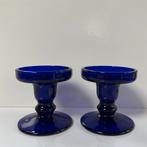 Twee vintage kobaltblauwe glazen kaarsenhouders/kandelaars, Ophalen