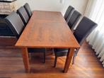 Eikenhouten tafel inclusief 6 stoelen, Ophalen, Gebruikt, Eikenhout, 50 tot 100 cm