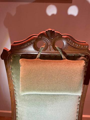 Antieke Kasteelstoel - Groen Fluweel beschikbaar voor biedingen