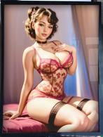 [Poster in Frame] Sexy Retro Pin up girl lingerie, Verzenden, Nieuw, Rechthoekig Staand