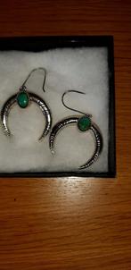 zilveren oorhangers met turquoise steen, Hangers, Ophalen of Verzenden, Zo goed als nieuw, Met edelsteen