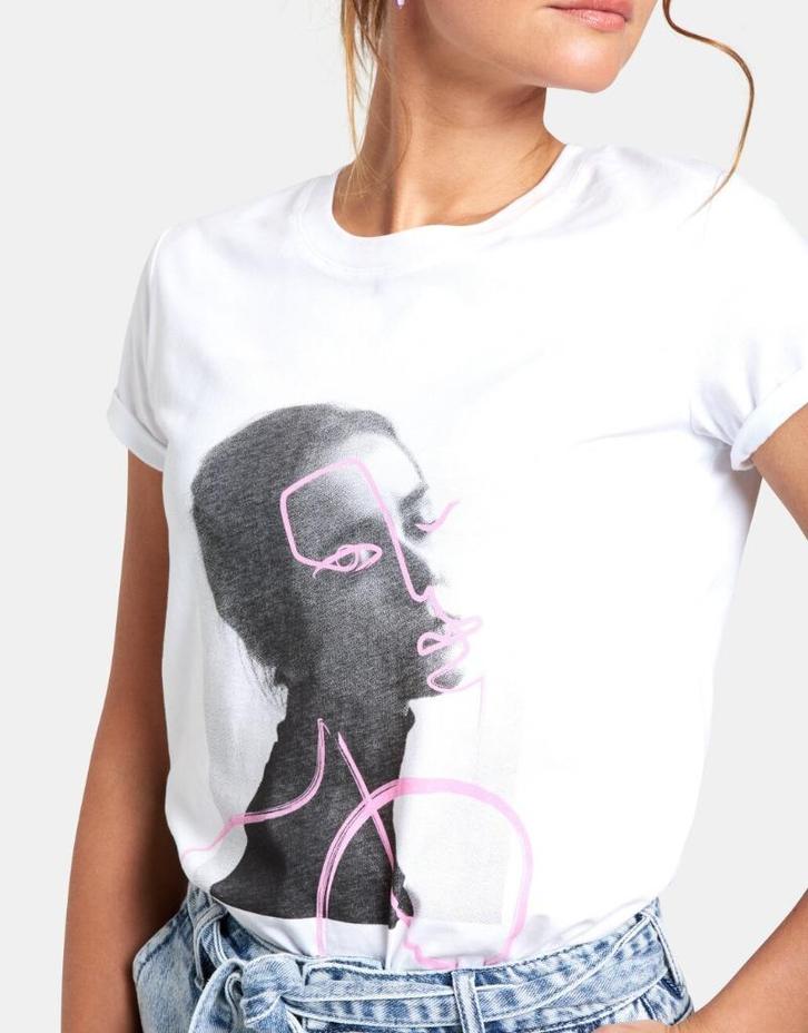 Shoeby Pink Lines witte t-shirt top rechte fit maat M, Kleding | Dames, T-shirts, Nieuw, Maat 38/40 (M), Wit, Korte mouw, Ophalen of Verzenden