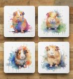 Cavia Aquarel onderzetters met houder, Ophalen of Verzenden, Nieuw, Glas of Kopje