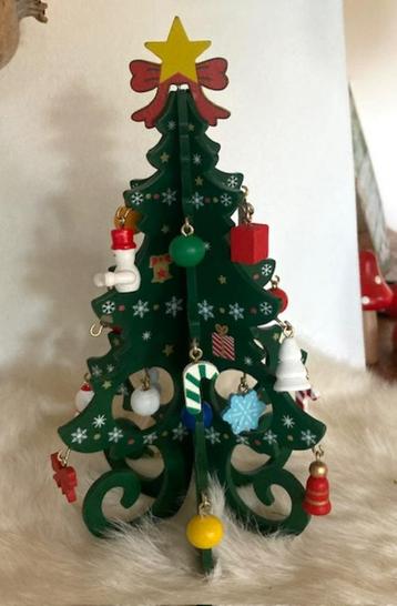 * nw KERST deco groene houten mini kerstboom 18 x10 cm  beschikbaar voor biedingen