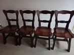 4 Massief Houten Eetkamerstoelen, Ophalen, Gebruikt, Bruin, Vier