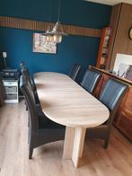 Uitschuifbare eettafel met opbergruimte, Huis en Inrichting, Tafels | Eettafels, Ophalen, Gebruikt, Overige materialen, 200 cm of meer