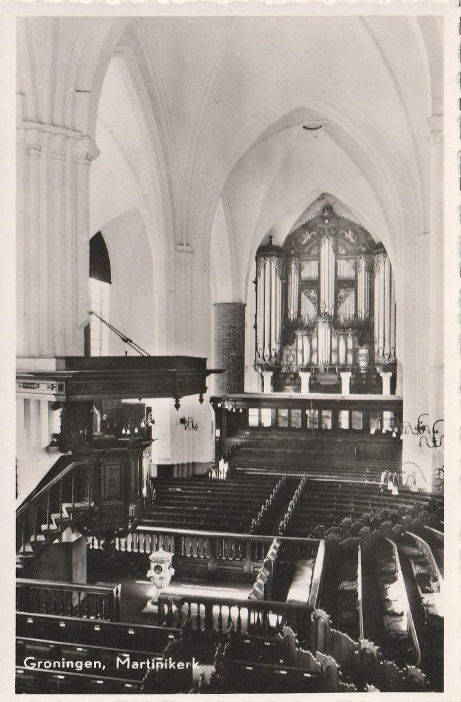 STAD GRONINGEN Martini Kerk Interieur, Verzamelen, Ansichtkaarten | Nederland, Ongelopen, Groningen, 1940 tot 1960, Verzenden