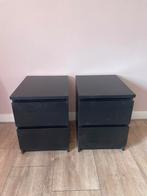 2x IKEA MALM nachtkastjes - Zwart, Huis en Inrichting, Slaapkamer | Nachtkastjes, Ophalen, Gebruikt, Minder dan 45 cm, Minder dan 55 cm