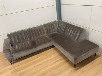 Mooie luxe fluwele (velours) suede velvet hoekbank GEREINIGD beschikbaar voor biedingen