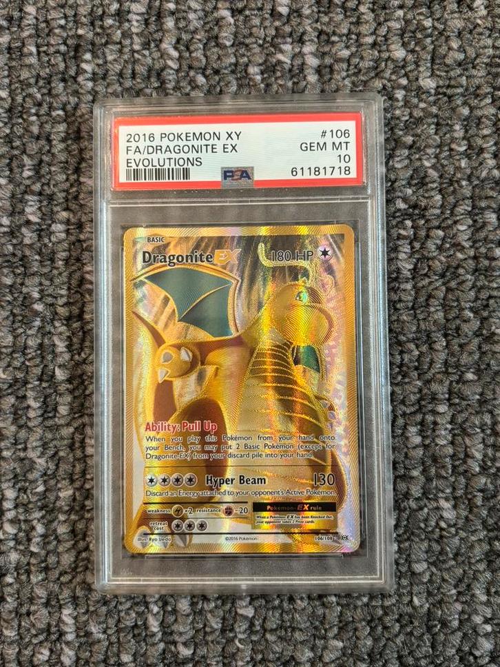 PSA 10 Dragonite XY Evolutions, Hobby en Vrije tijd, Verzamelkaartspellen | Pokémon, Zo goed als nieuw, Ophalen of Verzenden