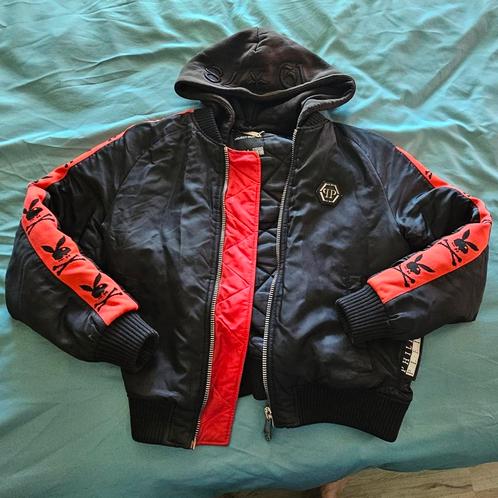 Philipp plein x playboy jas, Kleding | Heren, Jassen | Winter, Gedragen, Maat 48/50 (M), Zwart, Ophalen of Verzenden