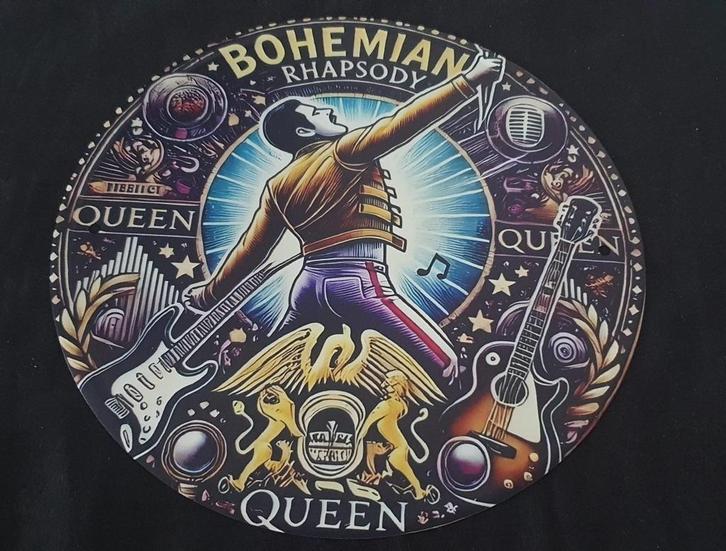 Queen Bohemian Rhapsody, rond metalen bord, Antiek en Kunst, Antiek | Wandborden en Tegels, Ophalen of Verzenden